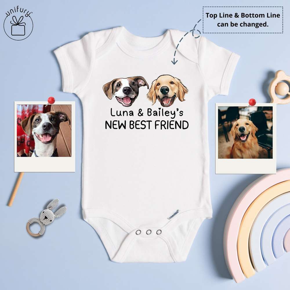 New Best Friend Hand-drawing Pet Portrait Baby Onesie