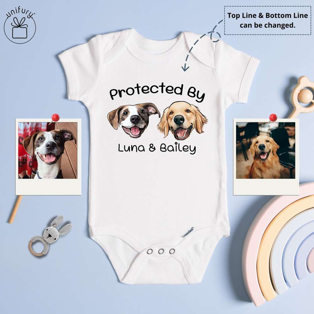 Protected By Hand-drawing Pet Portrait Baby Onesie