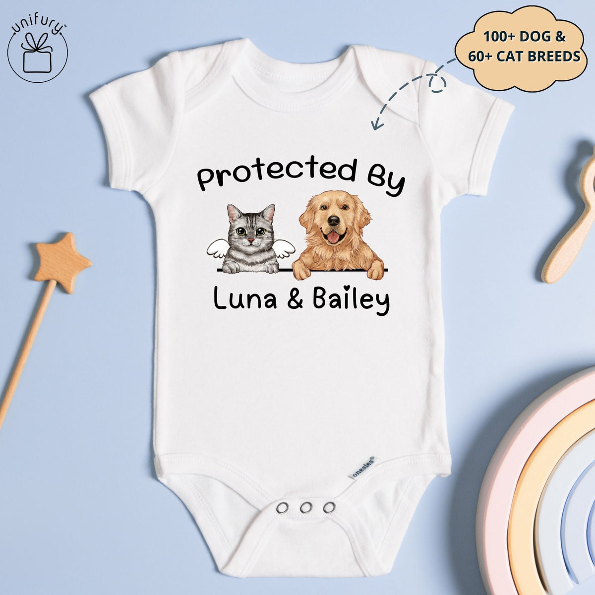 Dog Cat Face Protected By Baby Onesie
