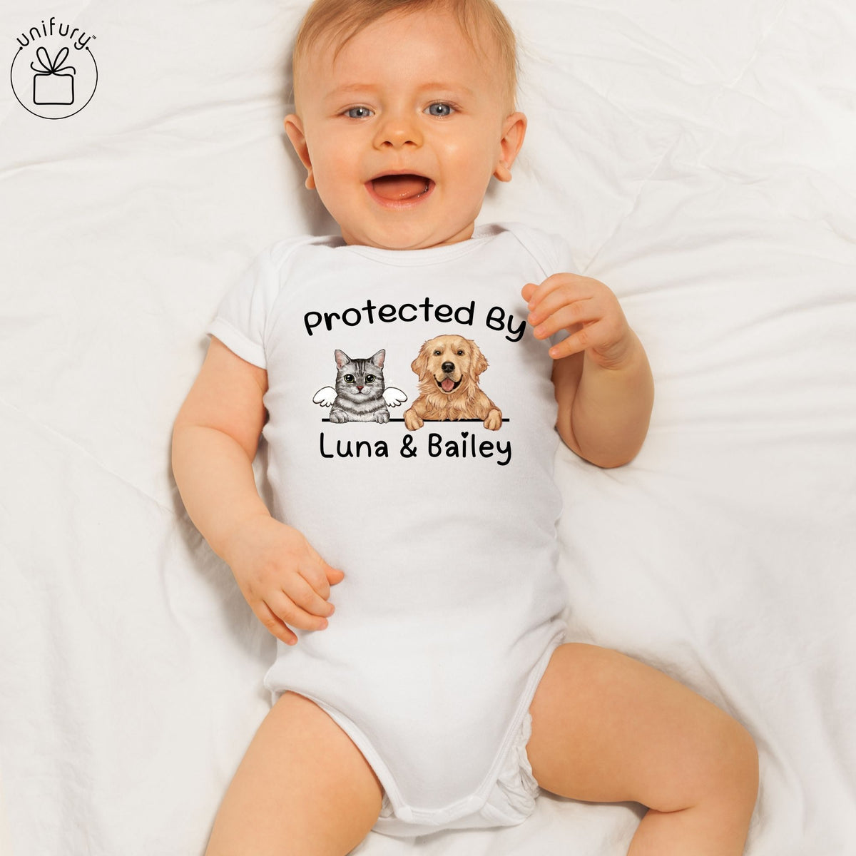 Dog Cat Face Protected By Baby Onesie