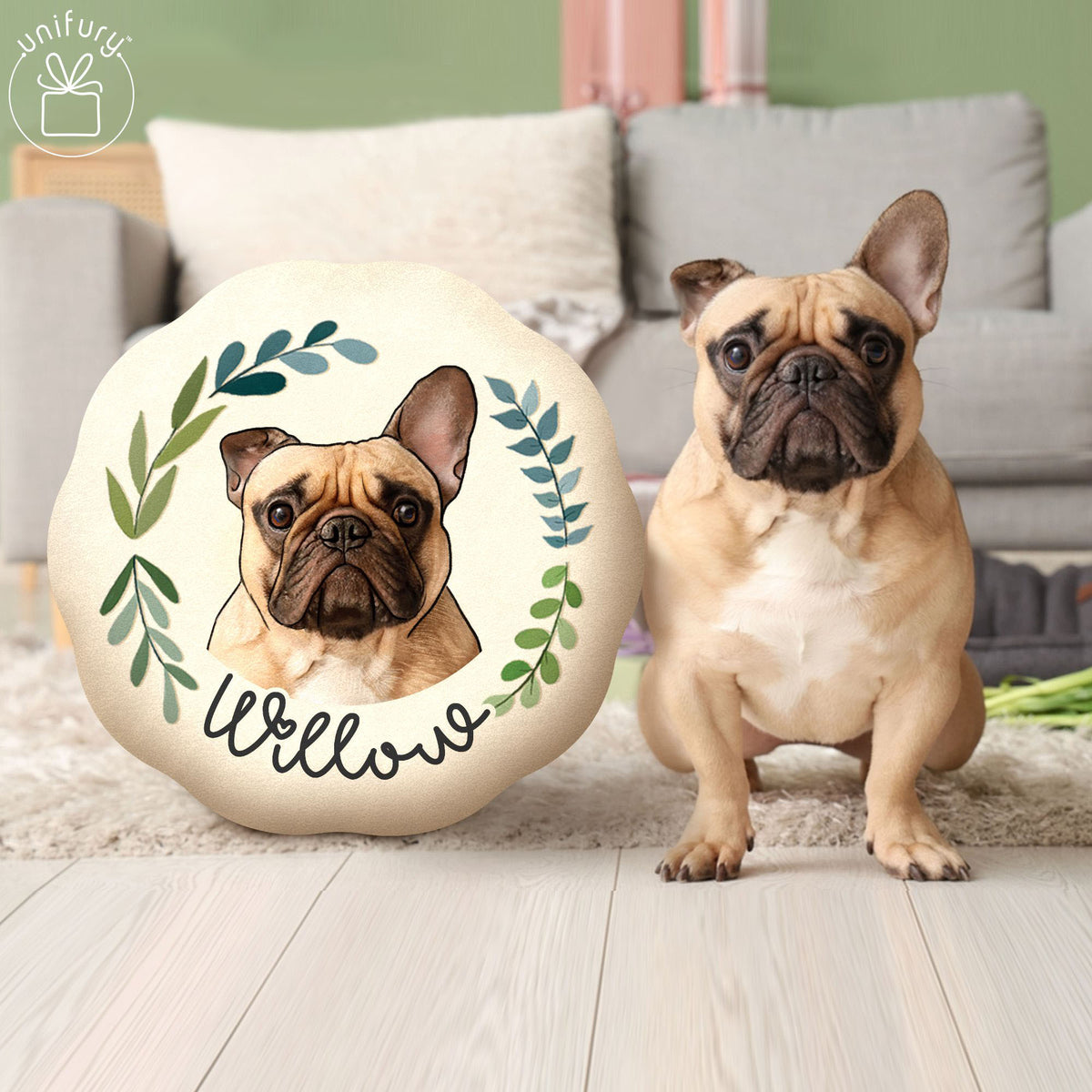 Dog Portrait Flower Plush Pillow - Personalized Gifts For Pets