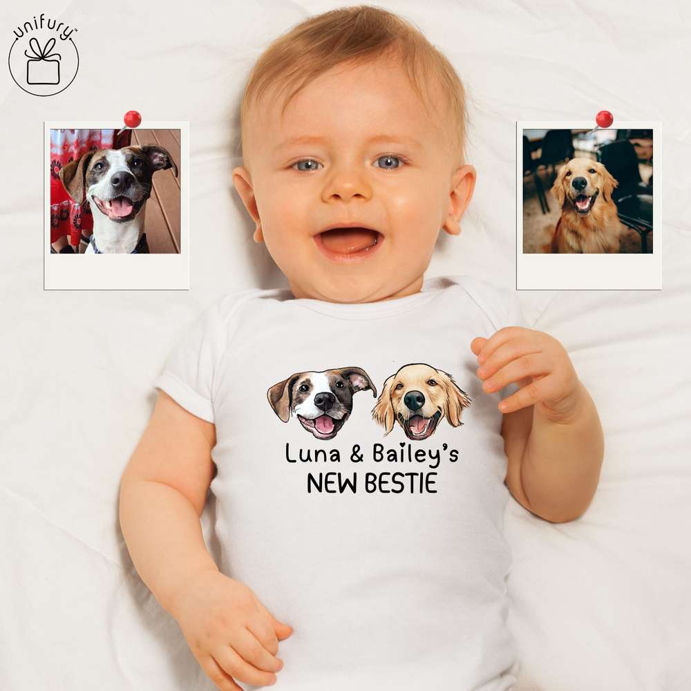 New Best Friend Hand-drawing Pet Portrait Baby Onesie