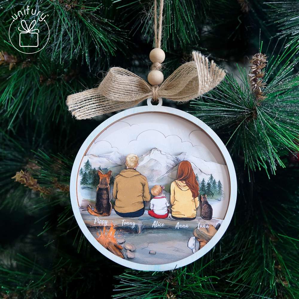 Personalized 3D Wooden Ornament - Hiking - Mountain - Gifts For Family, Dog Cat Lovers