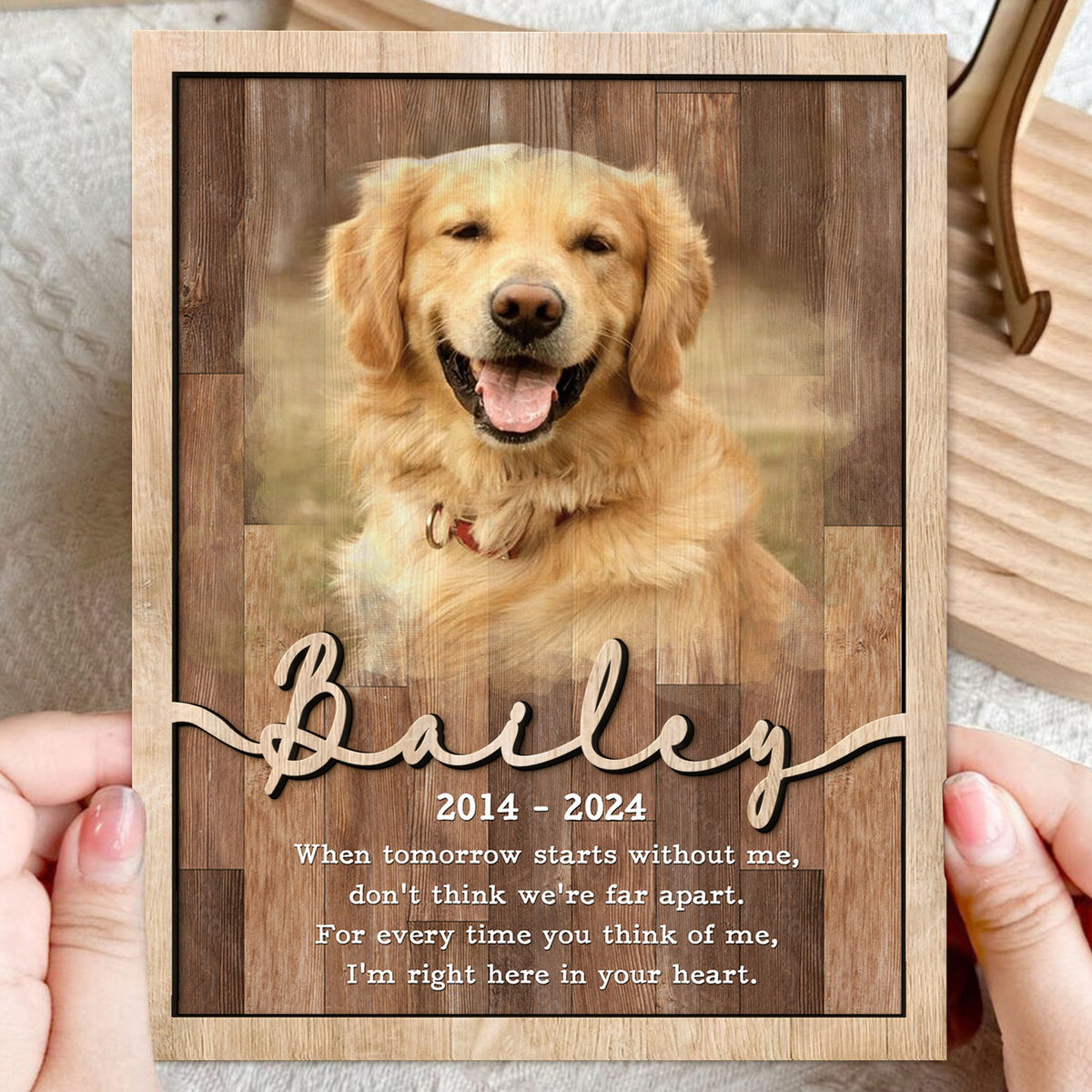 I'm Right Here In Your Heart Pet Memorial Wooden Sign - Personalized Pet Memorial Gift
