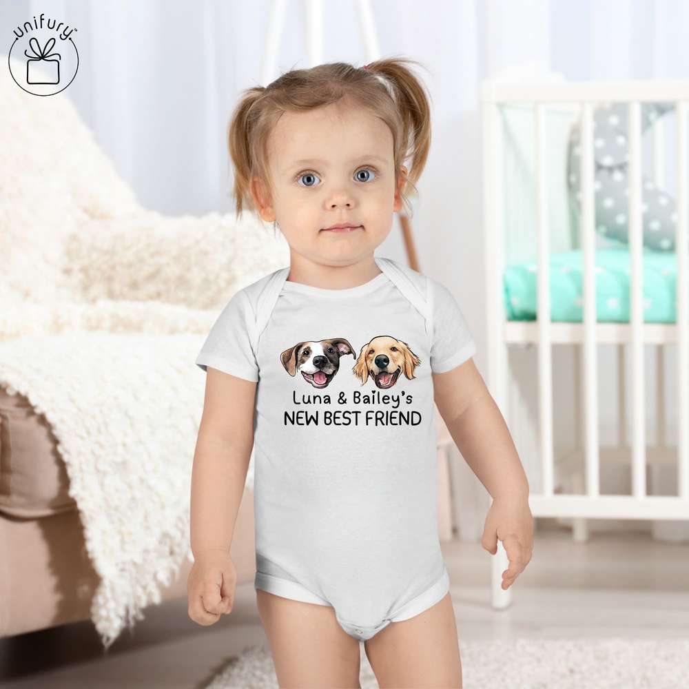 New Best Friend Hand-drawing Pet Portrait Baby Onesie