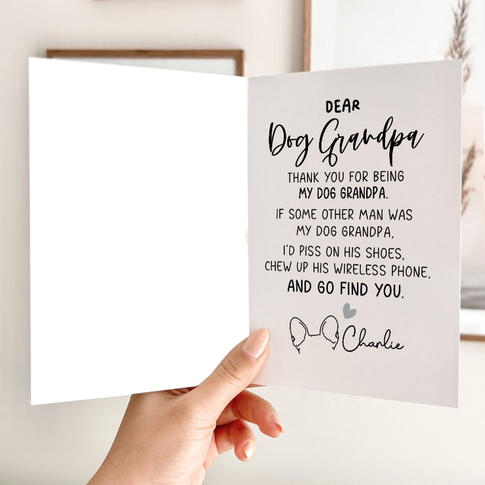 Personalized Dog Grandpa Folded Greeting Card - Best Dog Grandpa Ever - Thank You For Being My Dog Grandpa