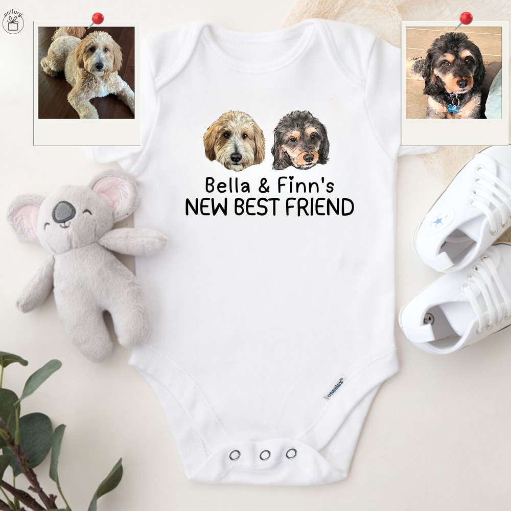 New Best Friend Hand-drawing Pet Portrait Baby Onesie