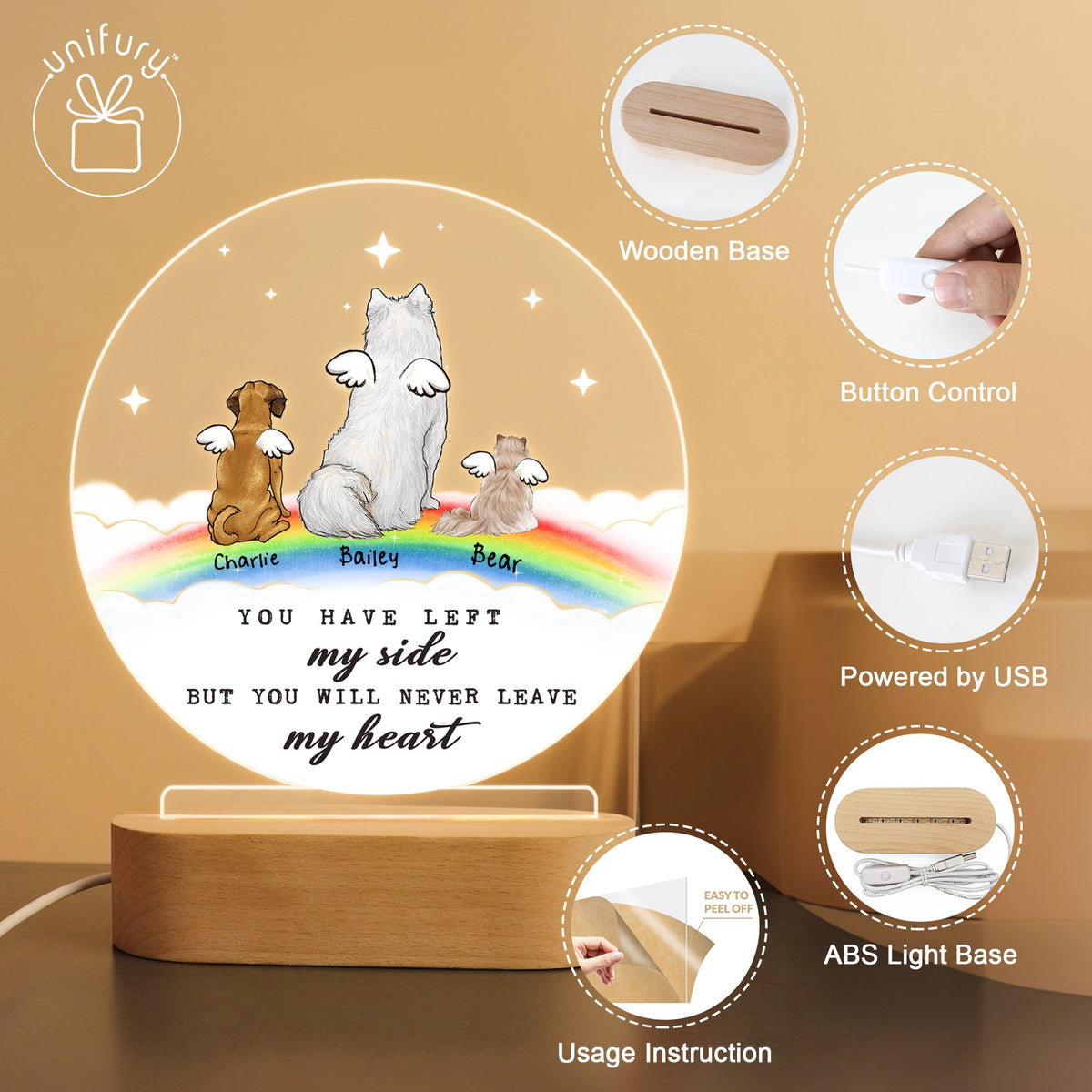 Rainbow Bridge Memorial Gifts LED Night Light For Dog Cat Lovers