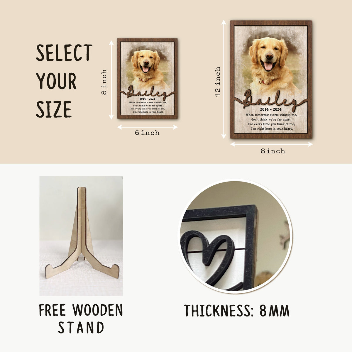 I'm Right Here In Your Heart Pet Memorial Wooden Sign - Personalized Pet Memorial Gift