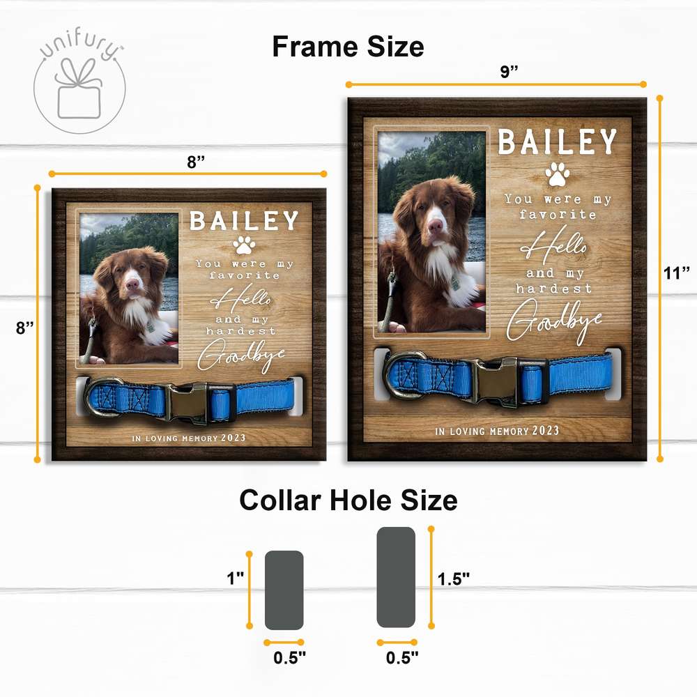 My Hello And Goodbye Personalized Memorial Wooden Pet Collar Frame