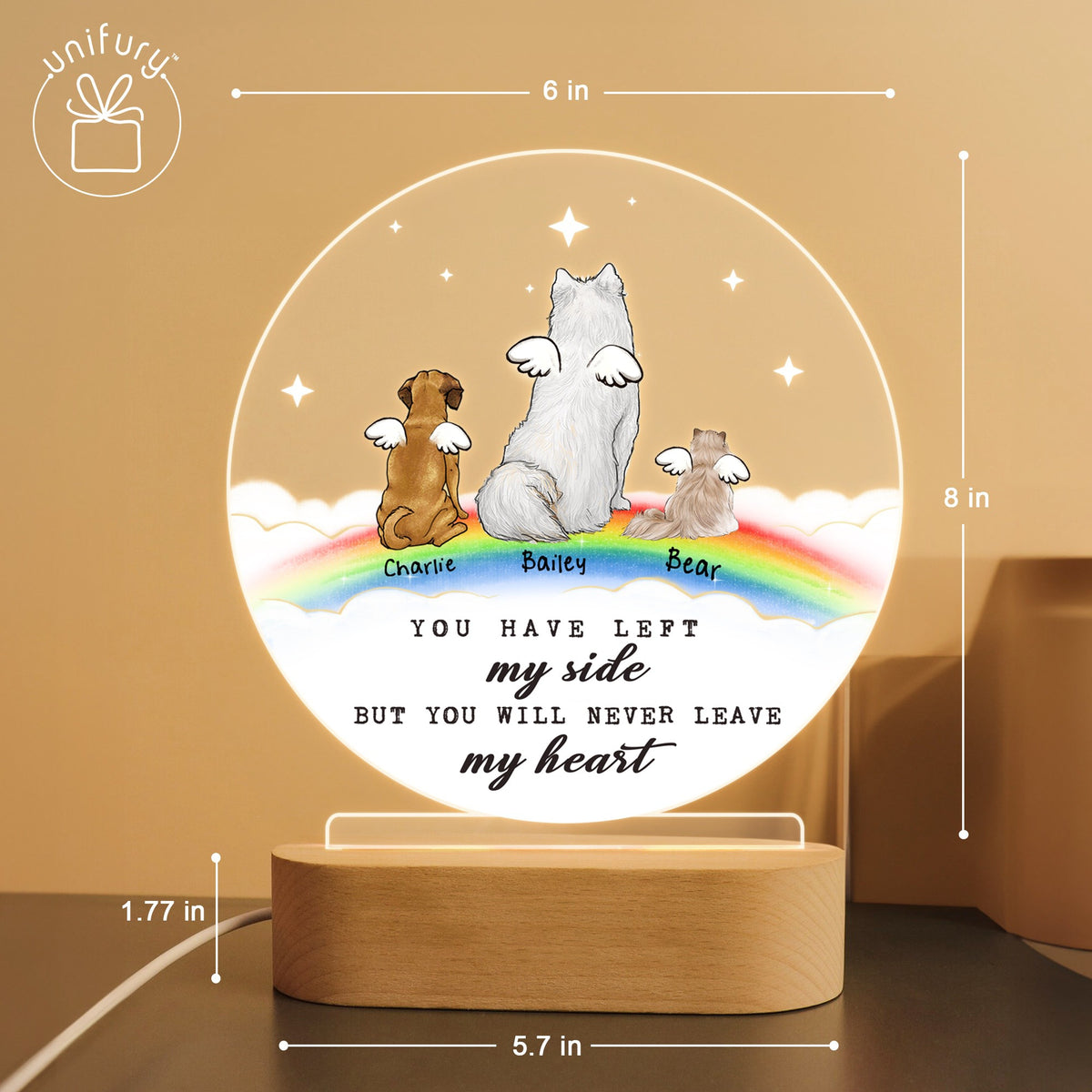 Rainbow Bridge Memorial Gifts LED Night Light For Dog Cat Lovers