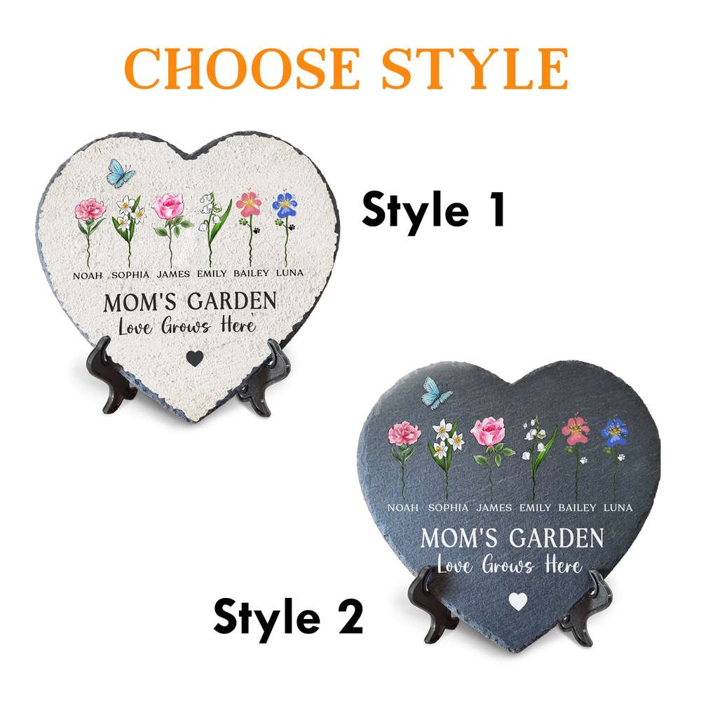 Personalized Mom's Garden - Love Grows Here Custom Shape Garden Stone