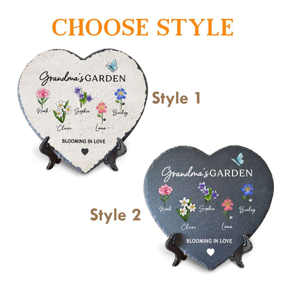 Personalized Grandma's Garden Blooming In Love Custom Shape Garden Stone