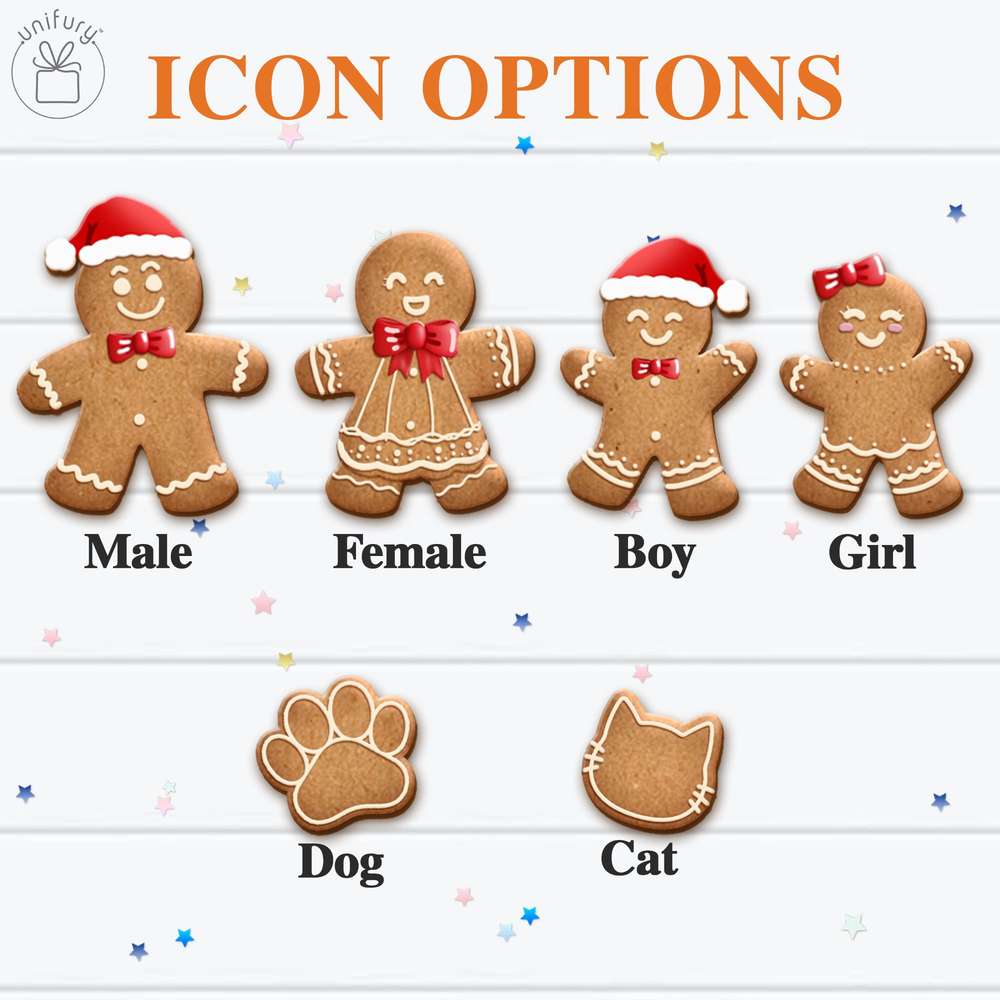 Personalized Shaker Ornament With Gingerbread Family and Pets - 4D Shake Ornament
