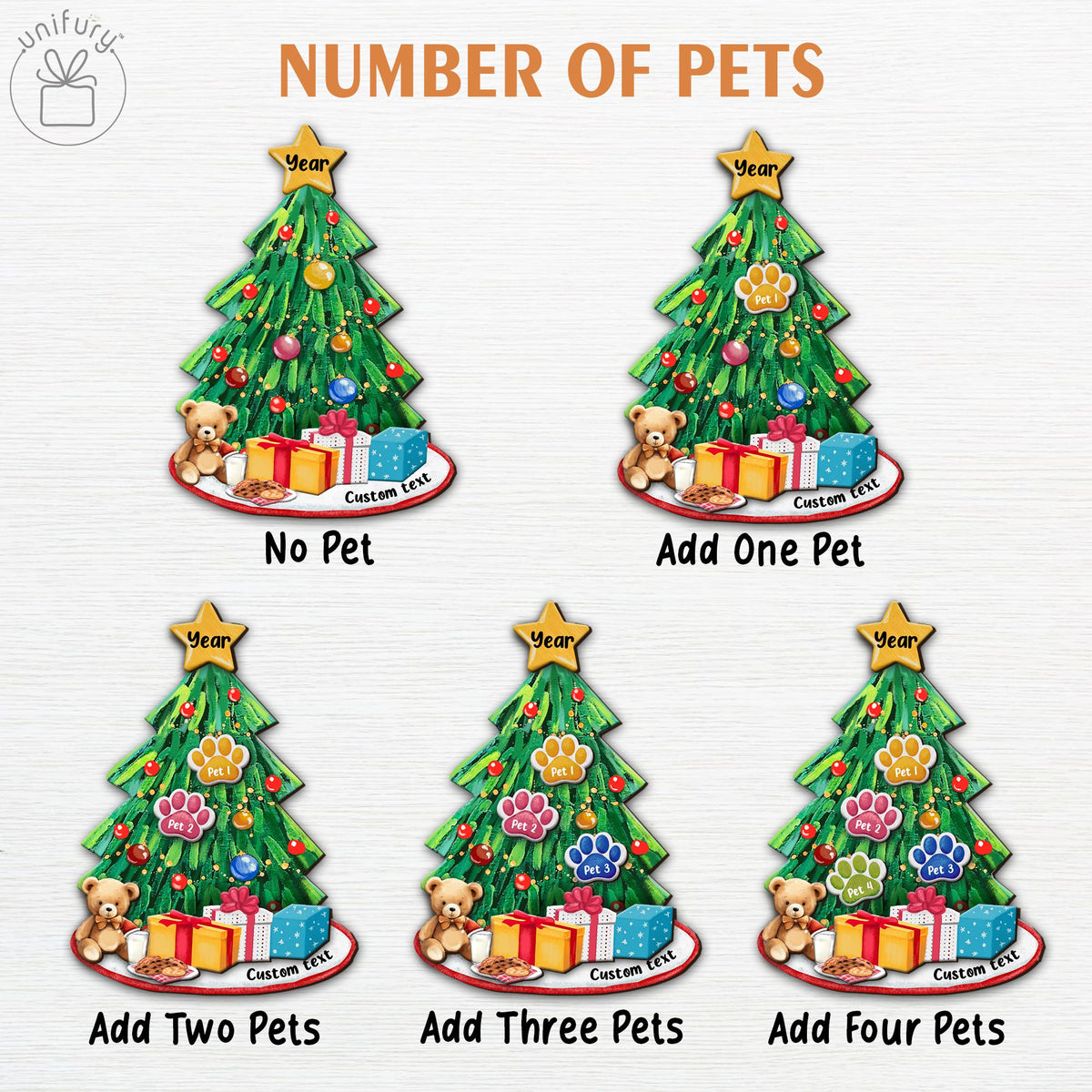 Personalized Peeking Family With Pets Christmas Wooden Ornament