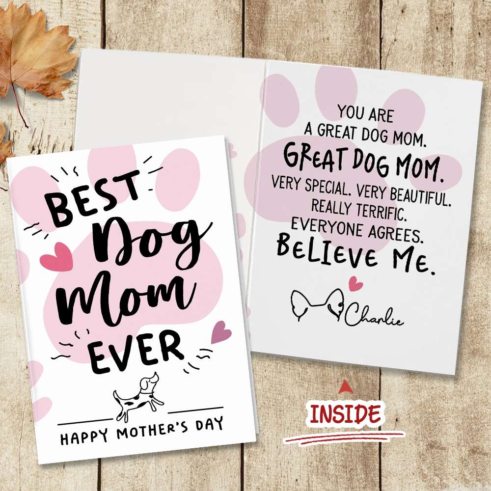 Very Special And Beautiful Folded Greeting Card Gift For Dog Mom