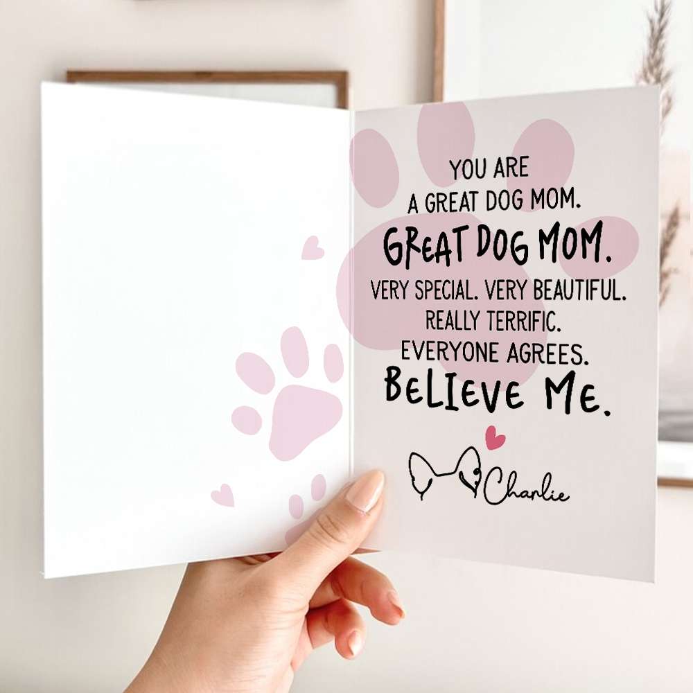 Very Special And Beautiful Folded Greeting Card Gift For Dog Mom