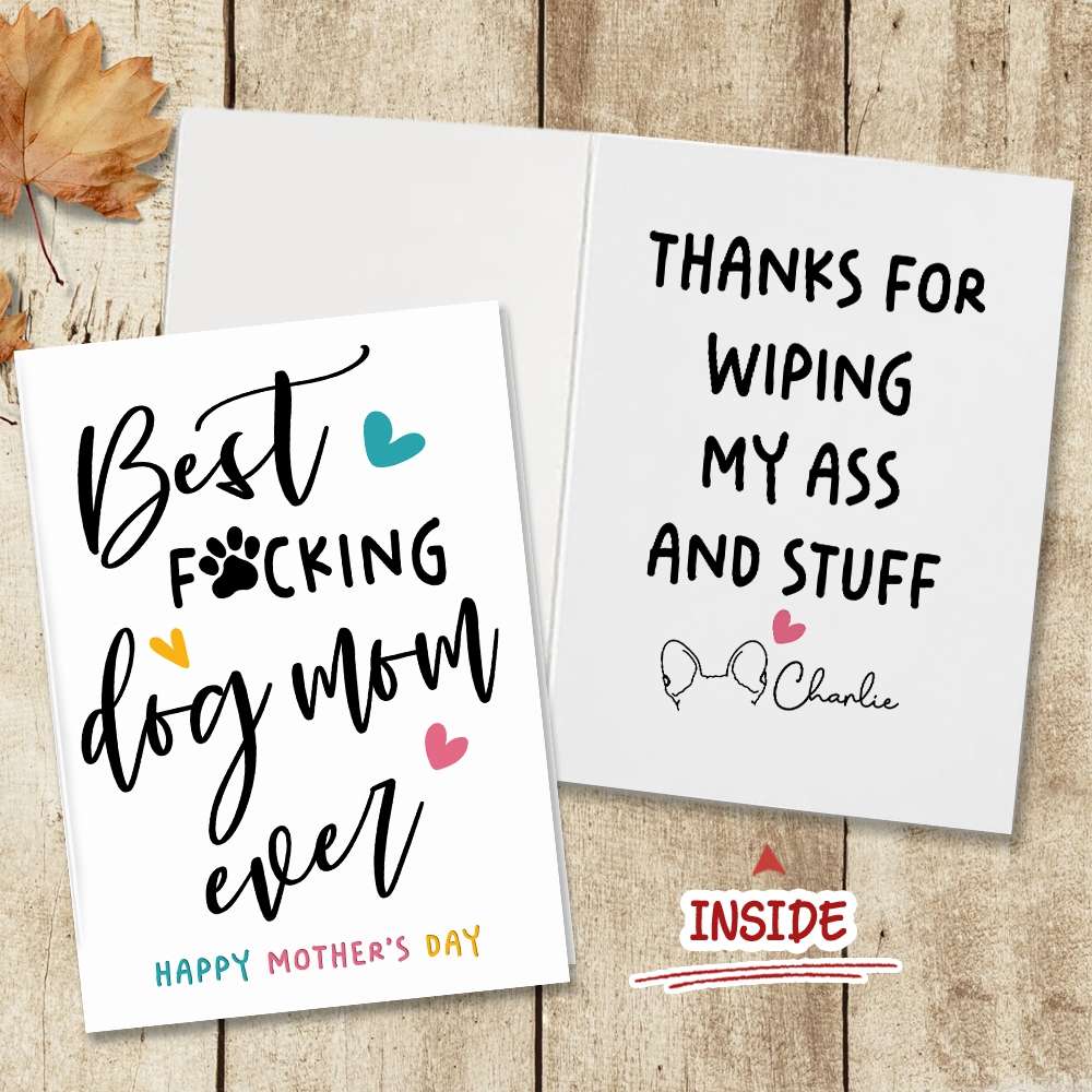 Heart Style Best Dog Mom Ever Folded Greeting Card