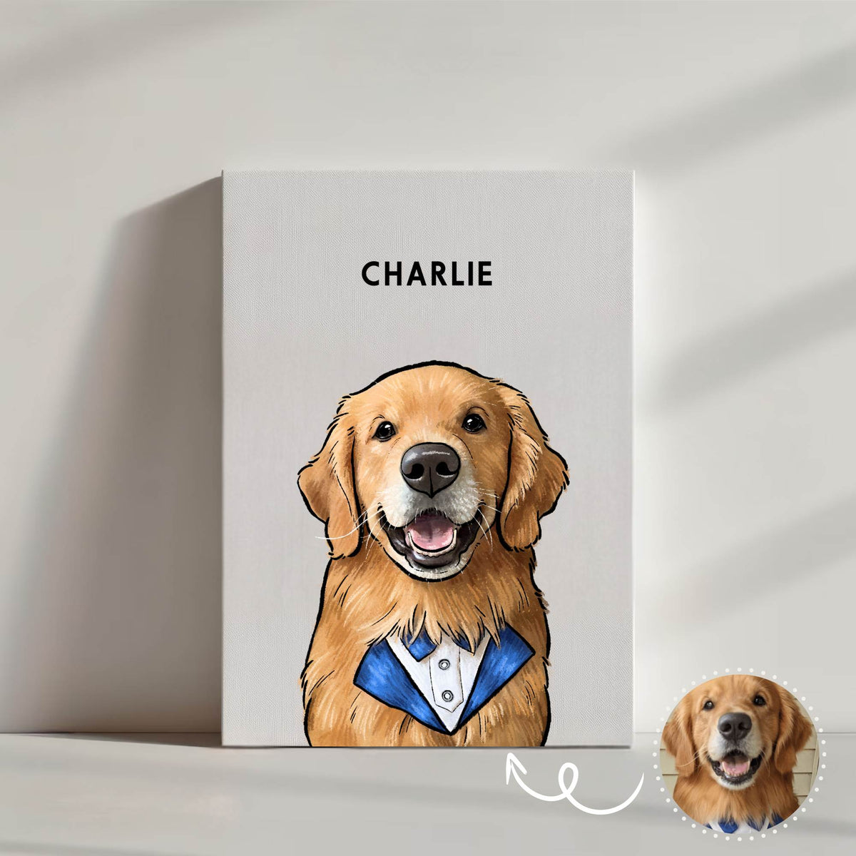 Custom Pet Portrait Canvas Print - Gifts For Dog Mom, Dad, Dog Cat Lovers - 1 Pet