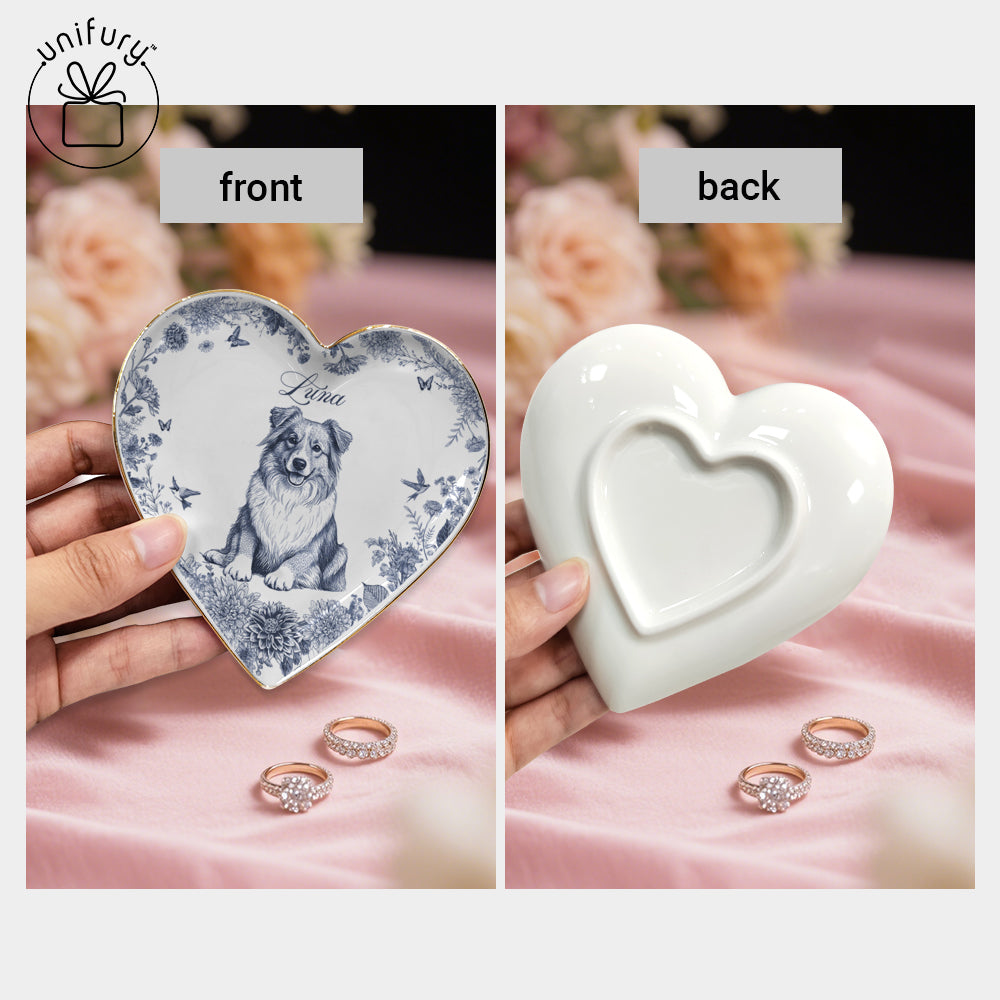 Custom Photo Ceramic Ring Dish - Personalized Photo Jewelry Dish - Gifts For Dog Cat Lovers
