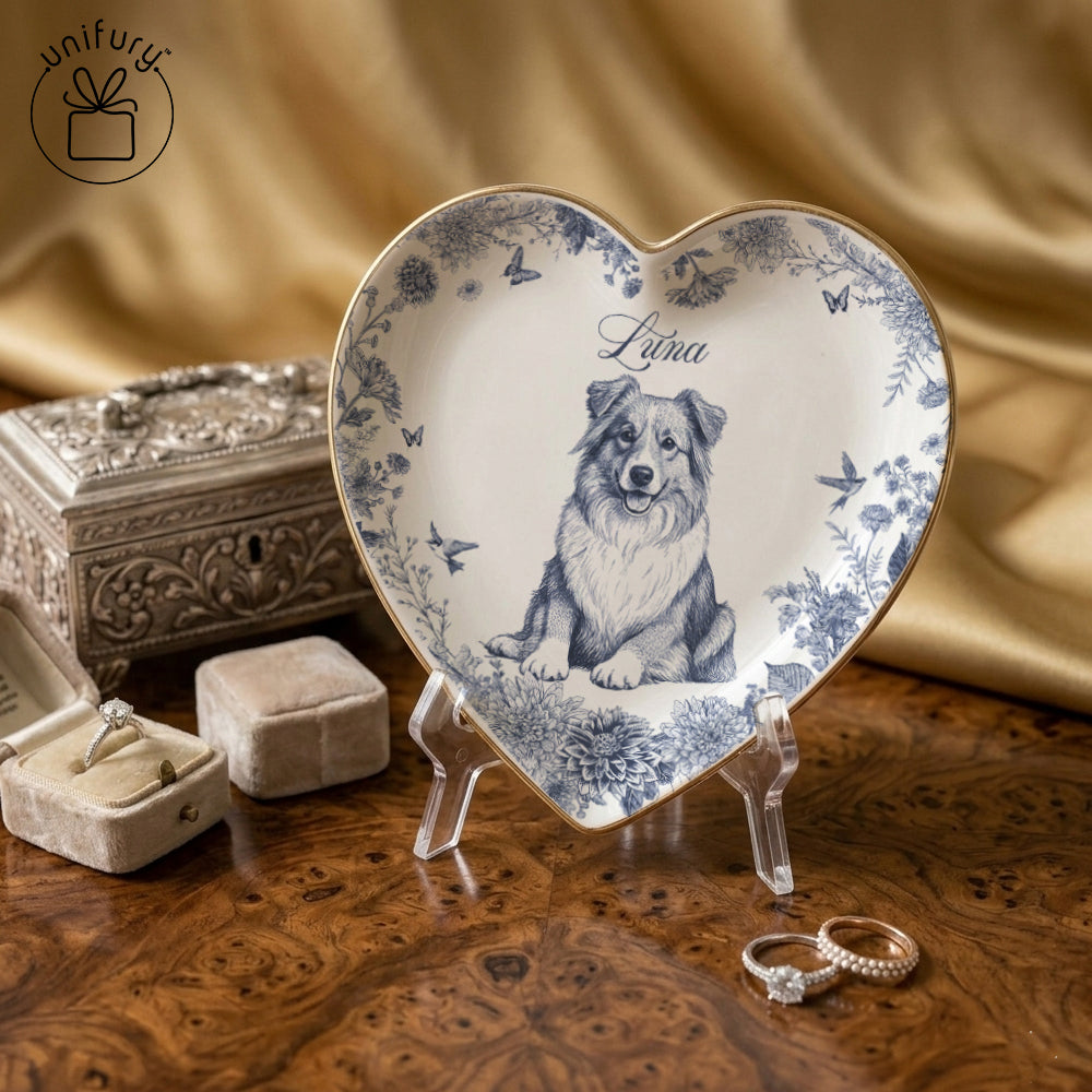 Custom Photo Ceramic Ring Dish - Personalized Photo Jewelry Dish - Gifts For Dog Cat Lovers