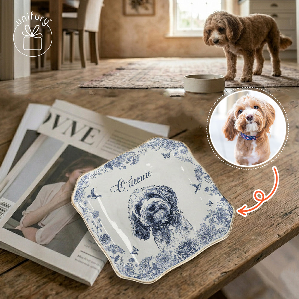 Custom Photo Ceramic Ring Dish - Personalized Photo Jewelry Dish - Gifts For Dog Cat Lovers