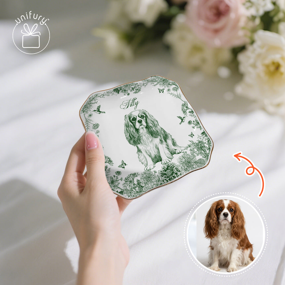 Custom Photo Ceramic Ring Dish - Personalized Photo Jewelry Dish - Gifts For Dog Cat Lovers