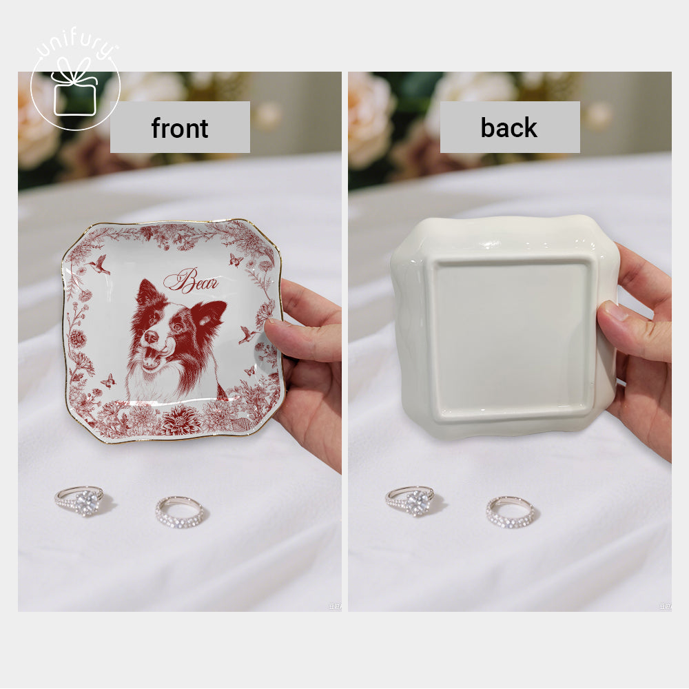 Custom Photo Ceramic Ring Dish - Personalized Photo Jewelry Dish - Gifts For Dog Cat Lovers