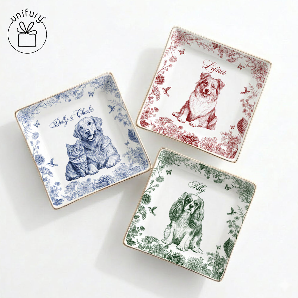 Custom Photo Ceramic Ring Dish - Personalized Photo Jewelry Dish - Gifts For Dog Cat Lovers
