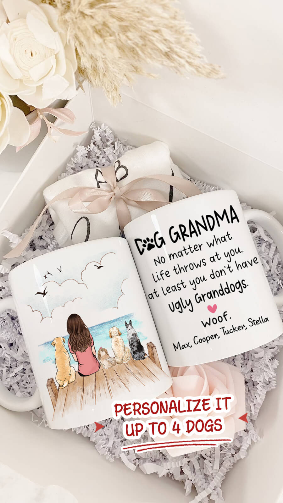 Personalized Dog Grandma Coffee Mug - Gifts For Dog Lovers - At Least You Don't Have Ugly Granddogs - Wooden Dock