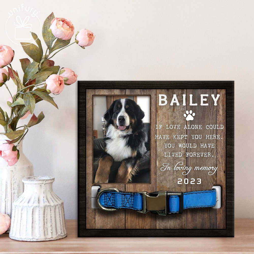 In Loving Memory Personalized Memorial Wooden Pet Collar Frame