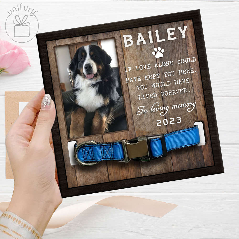 In Loving Memory Personalized Memorial Wooden Pet Collar Frame