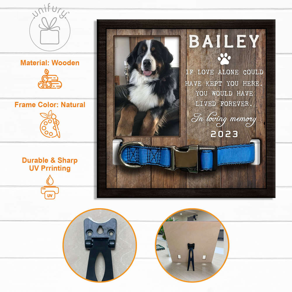 In Loving Memory Personalized Memorial Wooden Pet Collar Frame