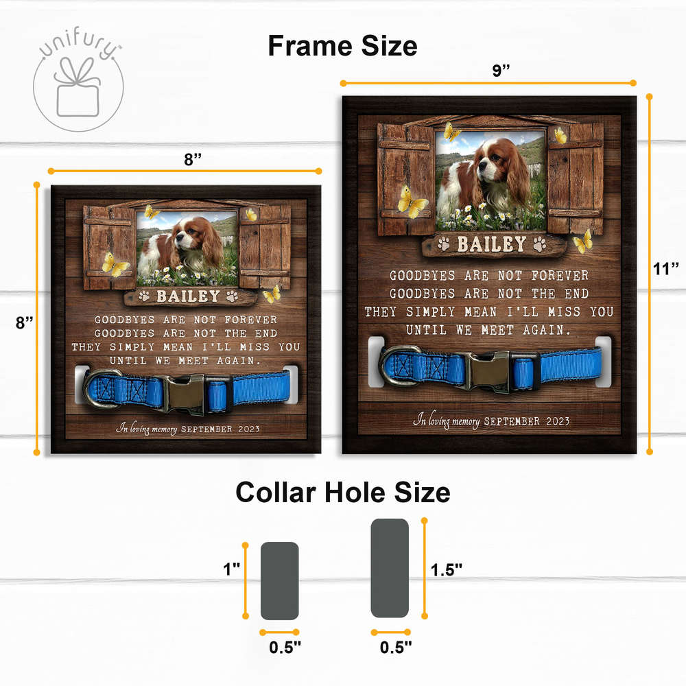 Goodbyes Are Not Forever Personalized Memorial Wooden Pet Collar Frame