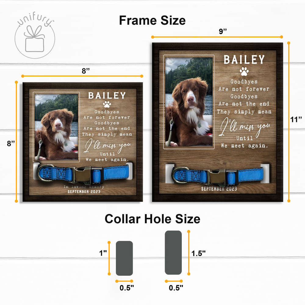 Goodbyes Are Not The End Personalized Memorial Wooden Pet Collar Frame