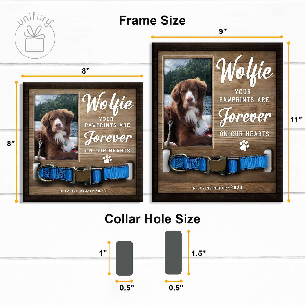 Forever On Our Hearts Personalized Memorial Wooden Pet Collar Frame