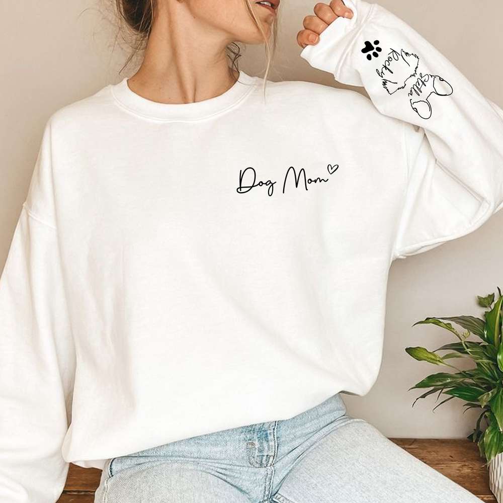 Personalized Dog Mom Sleeve Printed Standard Sweatshirt