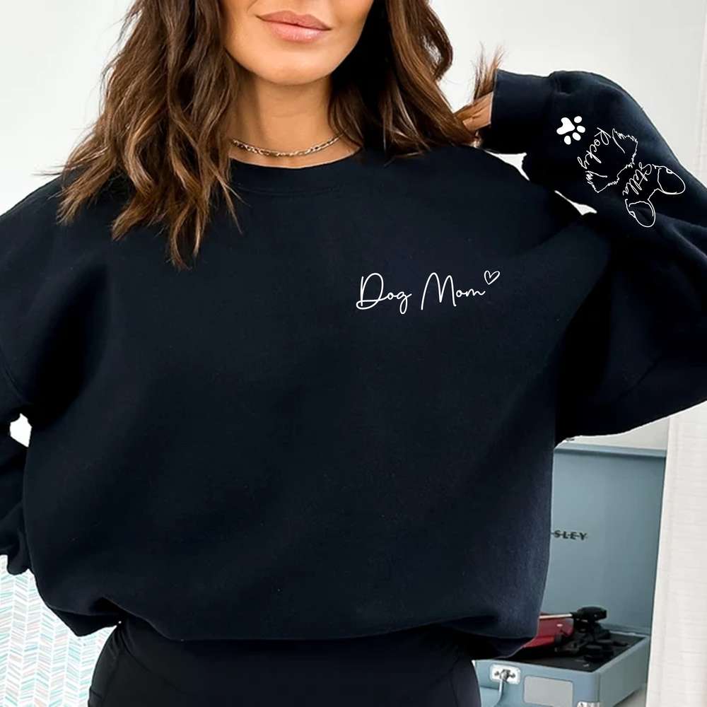 Personalized Dog Mom Sleeve Printed Standard Sweatshirt