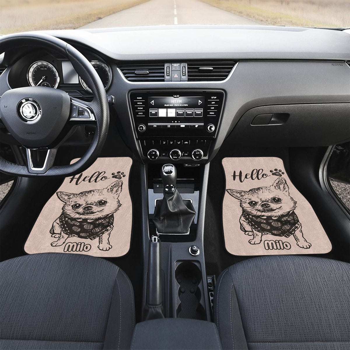 Custom Black & White Dog Photo Anti-slip Car Floor Mat