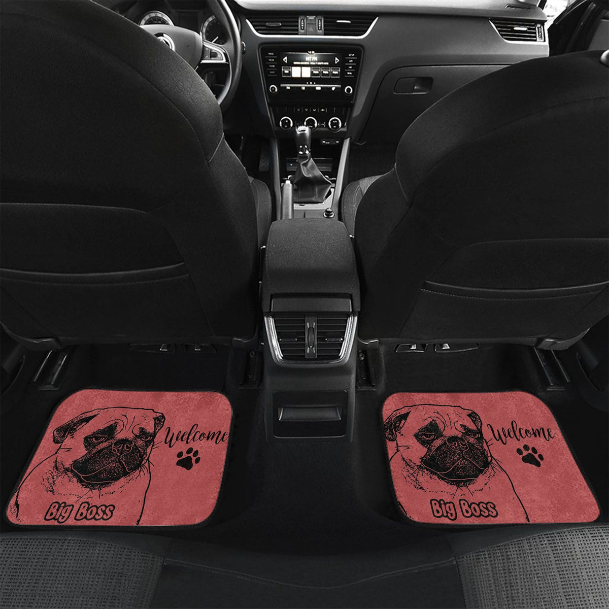 Custom Black & White Dog Photo Anti-slip Car Floor Mat