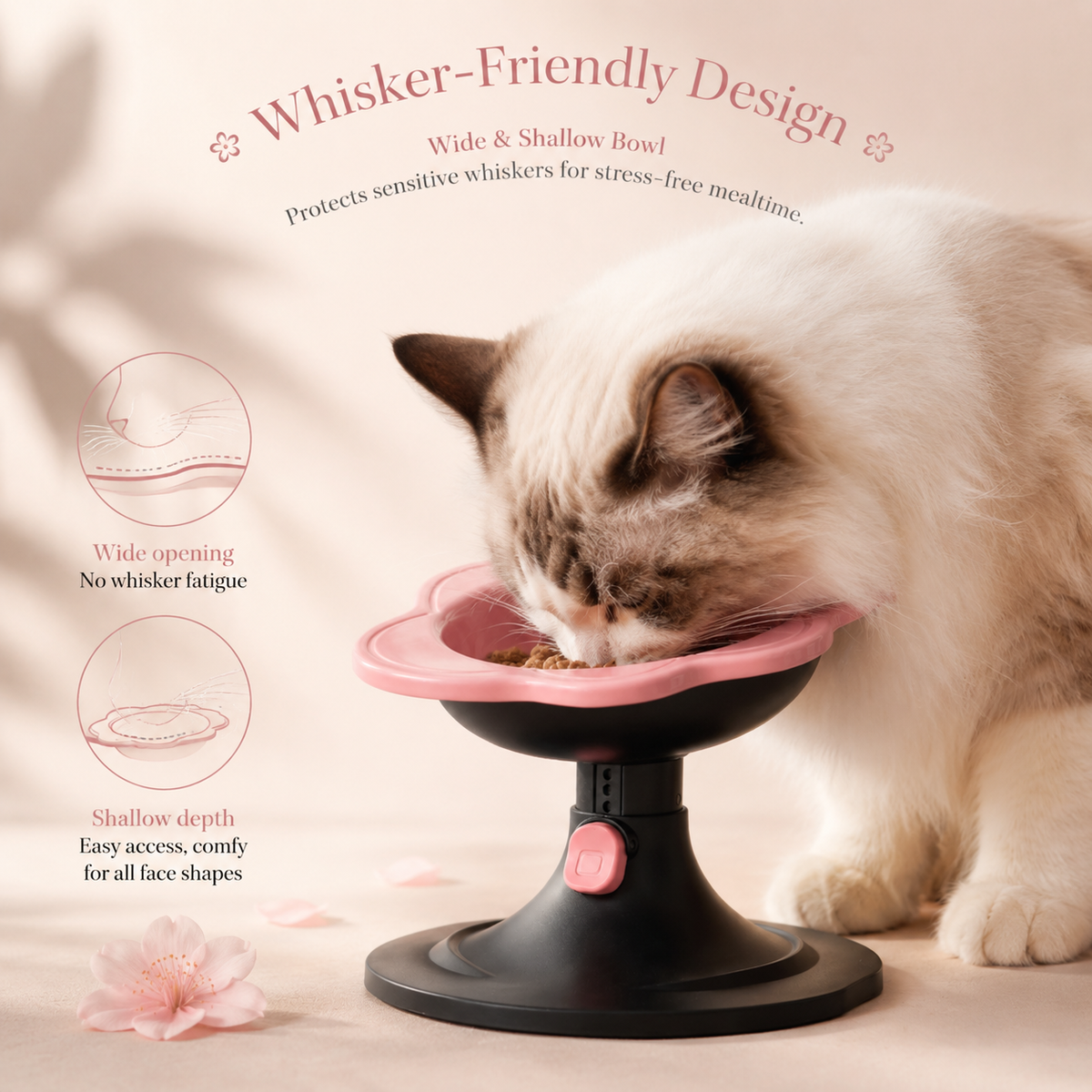 Adjustable Raised Ceramic Cat Bowl | Whisker-Friendly Elevated Cat Bowl