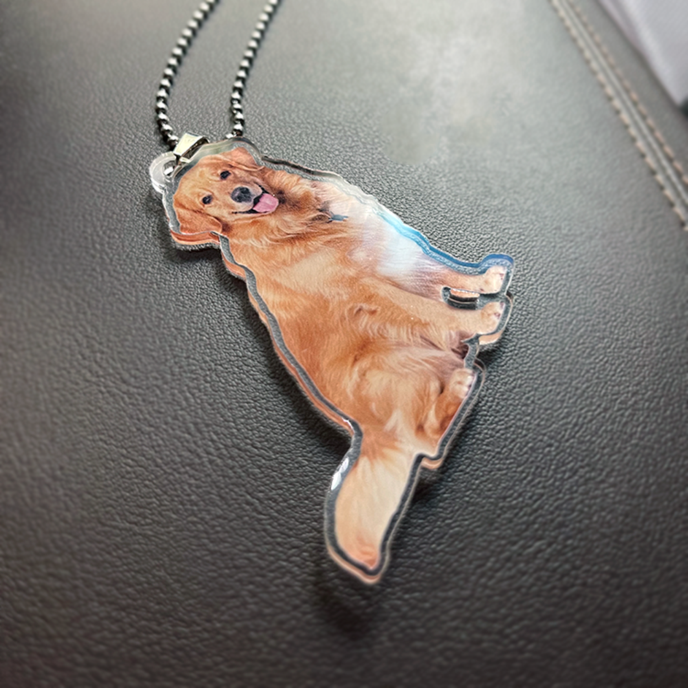 Custom Crop Face Car Ornament – Personalized Pet Acrylic Decoration for Dog & Cat Lovers