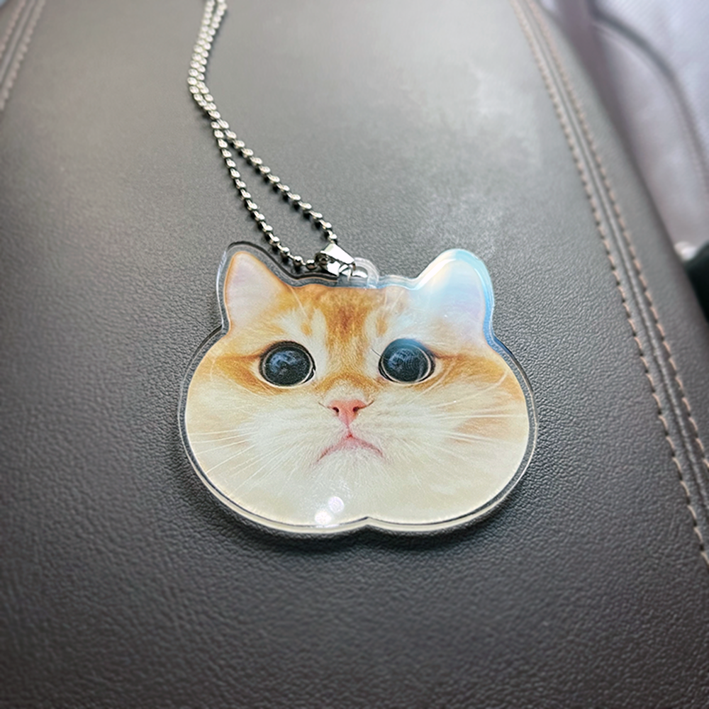 Custom Crop Face Car Ornament – Personalized Pet Acrylic Decoration for Dog & Cat Lovers