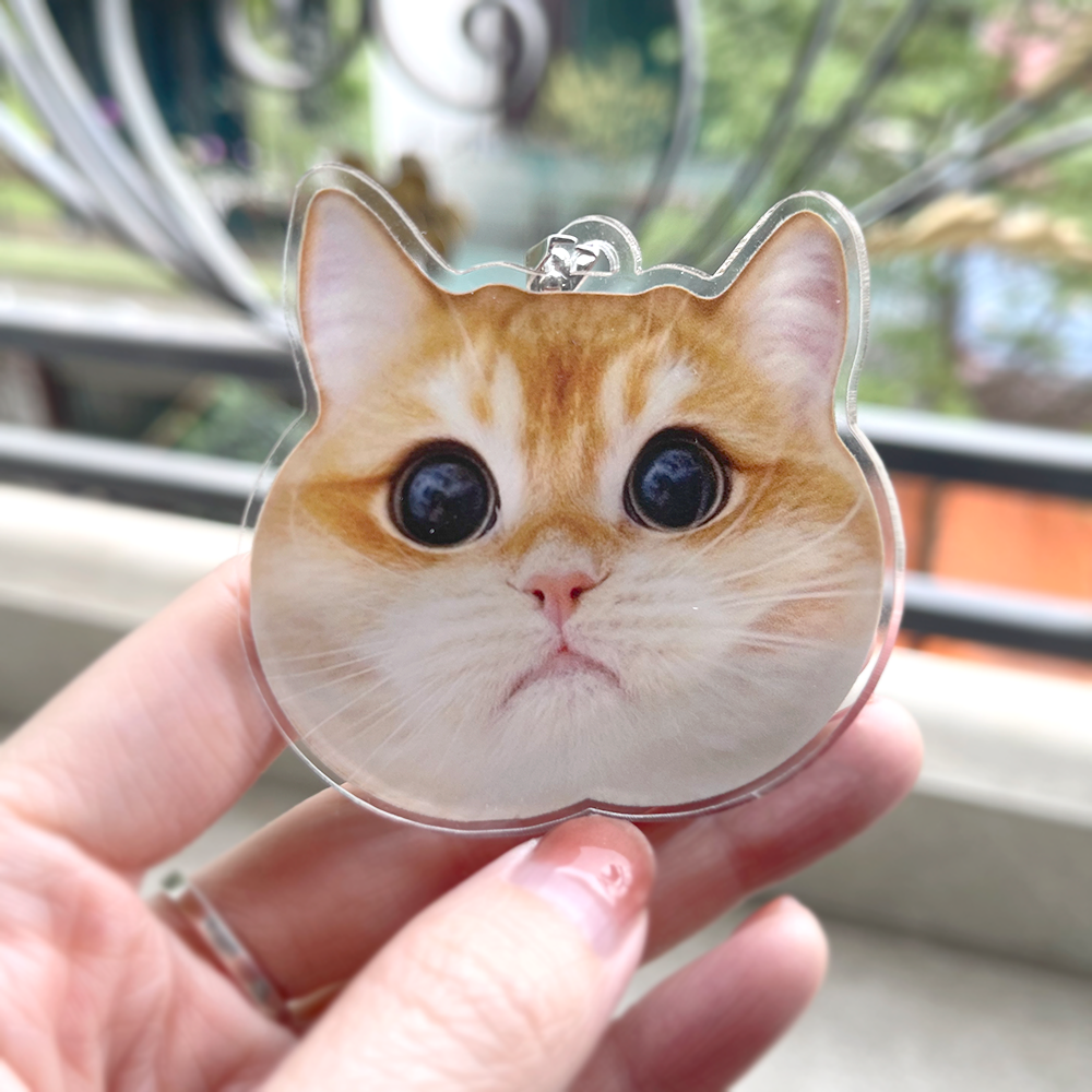 Custom Crop Face Car Ornament – Personalized Pet Acrylic Decoration for Dog & Cat Lovers