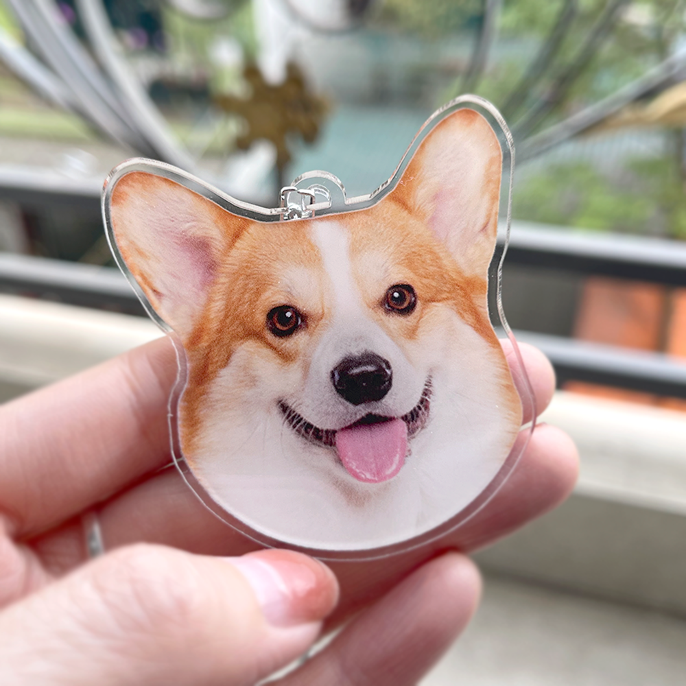 Custom Crop Face Car Ornament – Personalized Pet Acrylic Decoration for Dog & Cat Lovers