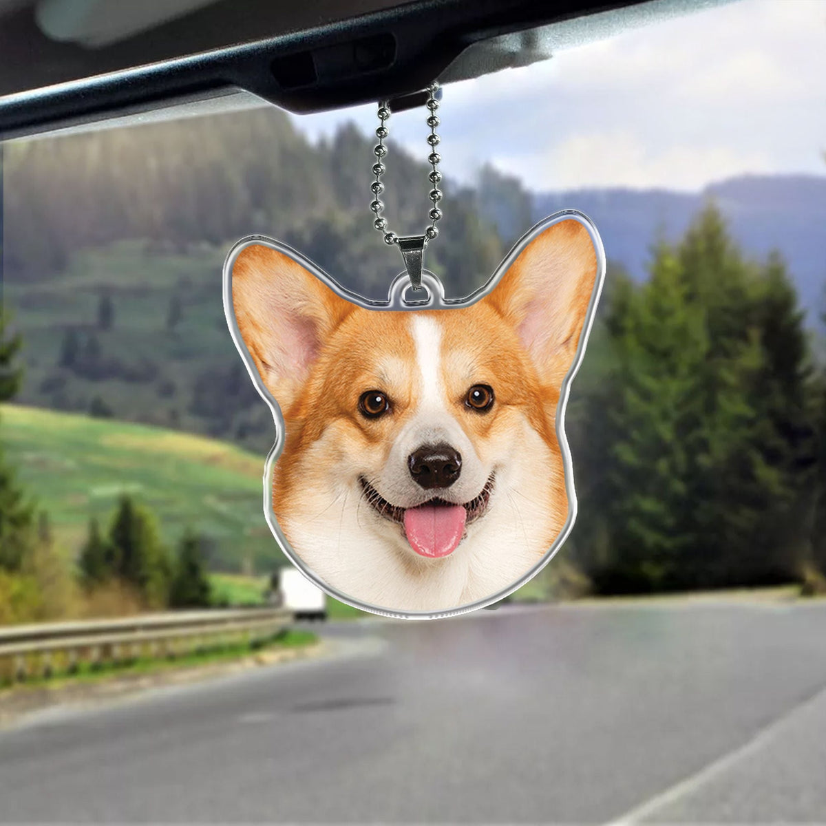 Custom Crop Face Car Ornament – Personalized Pet Acrylic Decoration for Dog & Cat Lovers