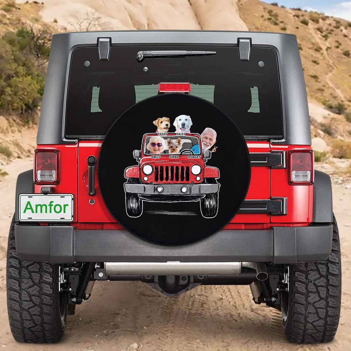 Custom Funny Pet Family Photo Jeep Spare Tire Cover - Gift For Pet Lovers, Pet Owners