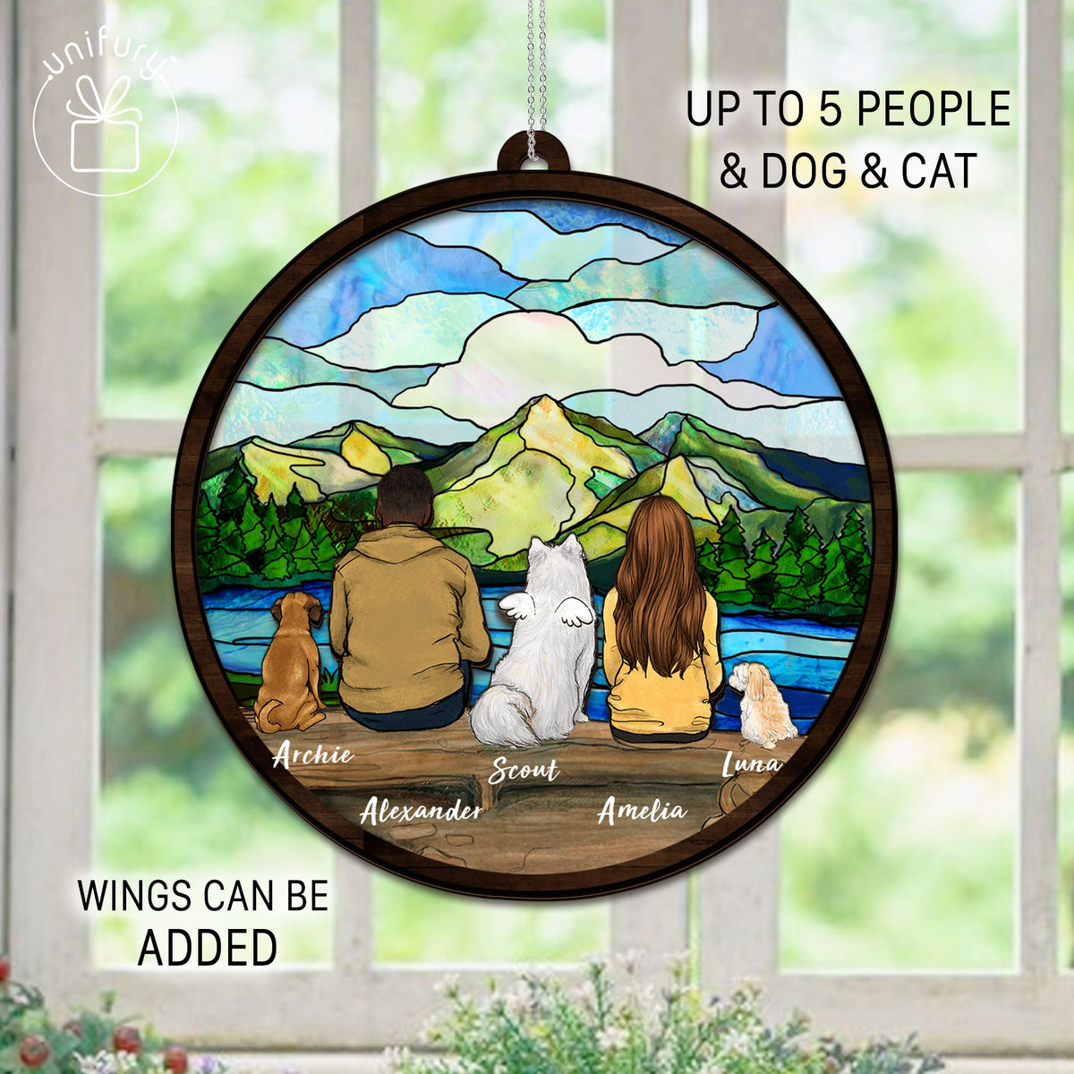Mountain Suncatcher Ornament Gifts, Personalized Christmas Gifts For Dog Cat Lovers, Dog Mom, Dog Dad