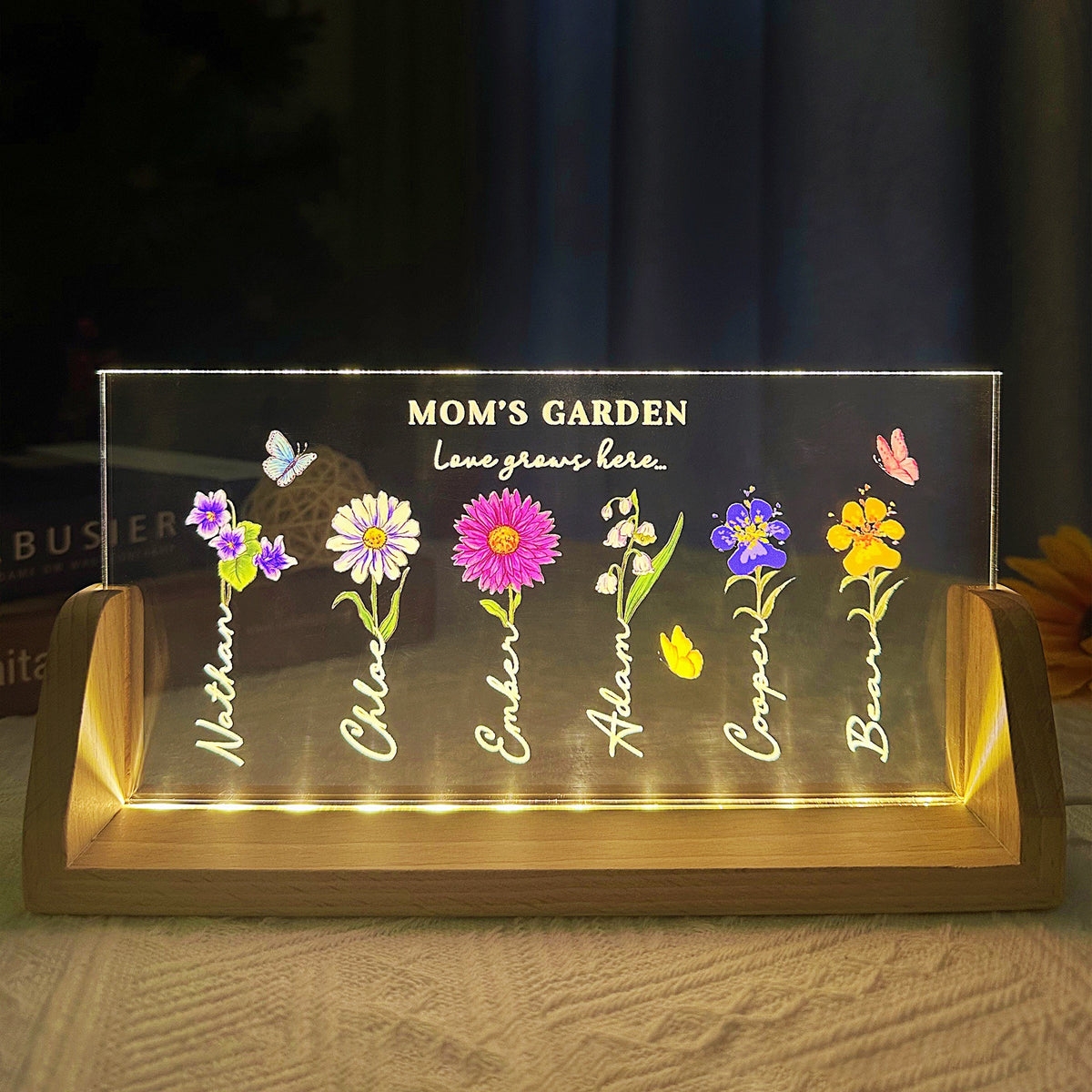 Custom Mom's Garden Birth Flower LED Night Light - Gift For Mom, Mother's Day Gift