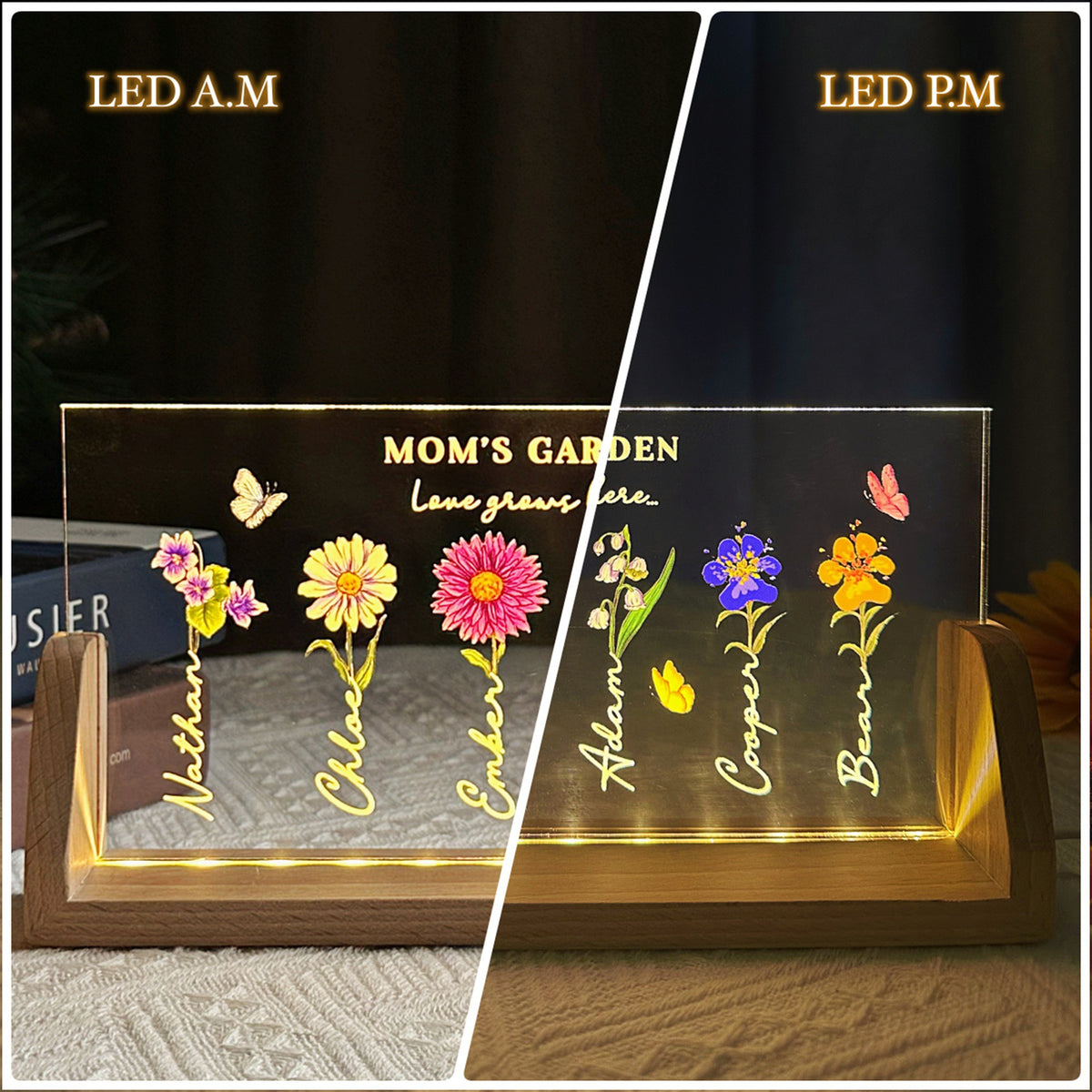 Custom Mom's Garden Birth Flower LED Night Light - Gift For Mom, Mother's Day Gift